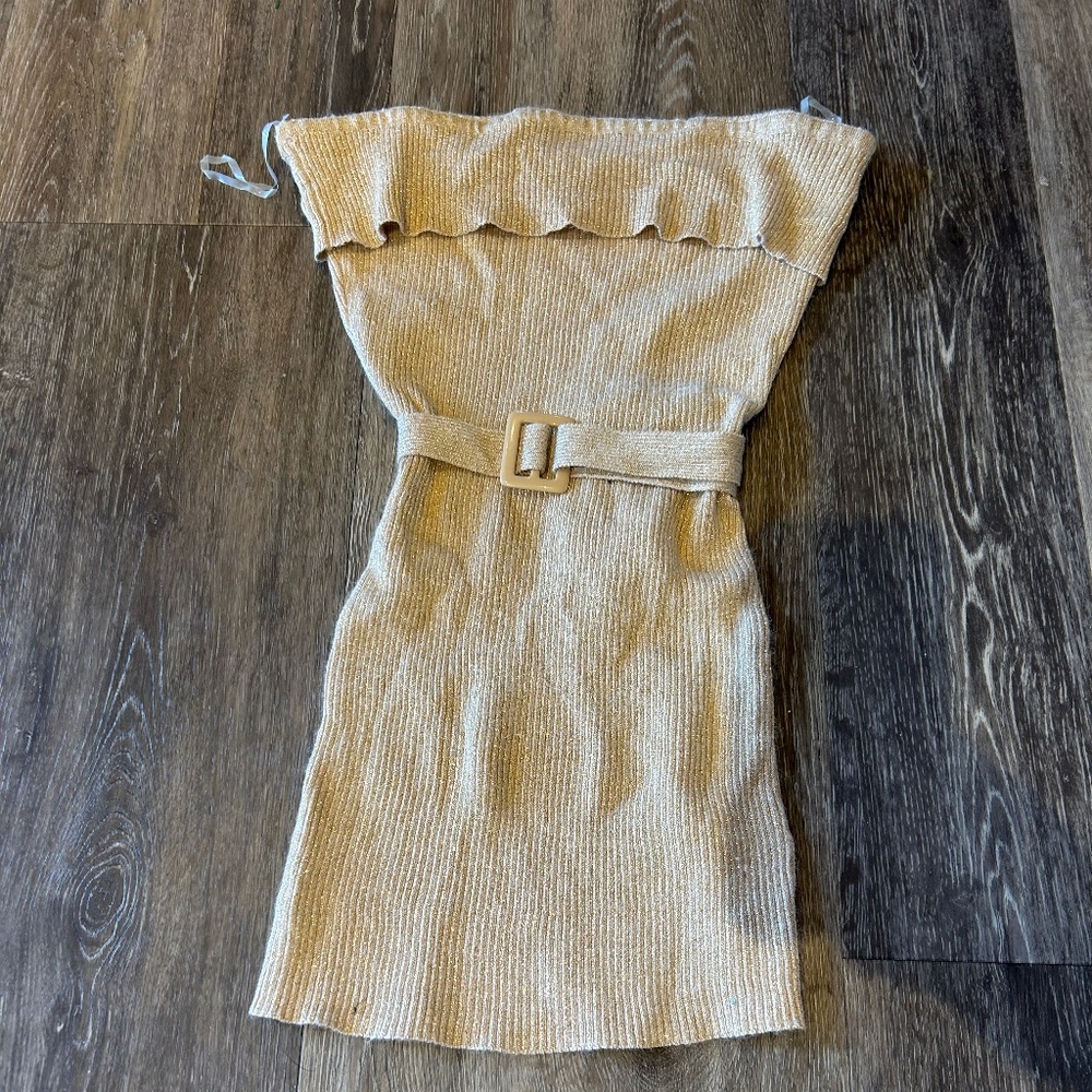 Sparkling beige tube top